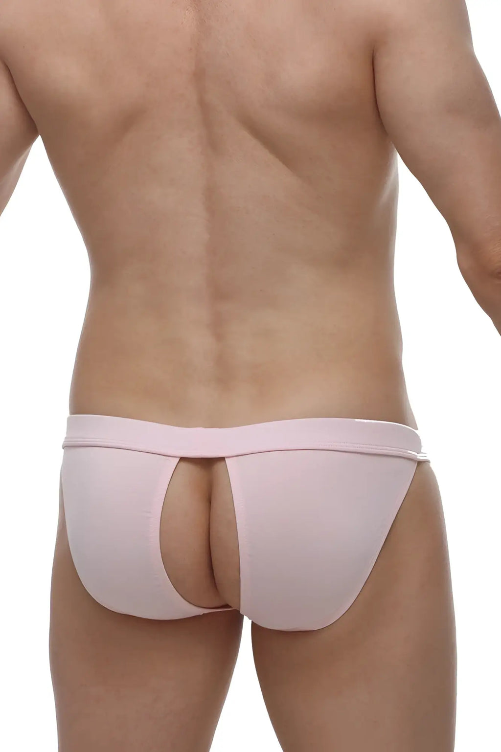 Pink petitq bikini manol bamboo athletic briefs with central cutout and elastic waistband for men