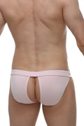 Pink petitq bikini manol bamboo athletic briefs with central cutout and elastic waistband for men