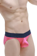 Petitq bikini mega bulge fuchsia pink and navy blue men’s briefs with smooth stretchy fabric finish