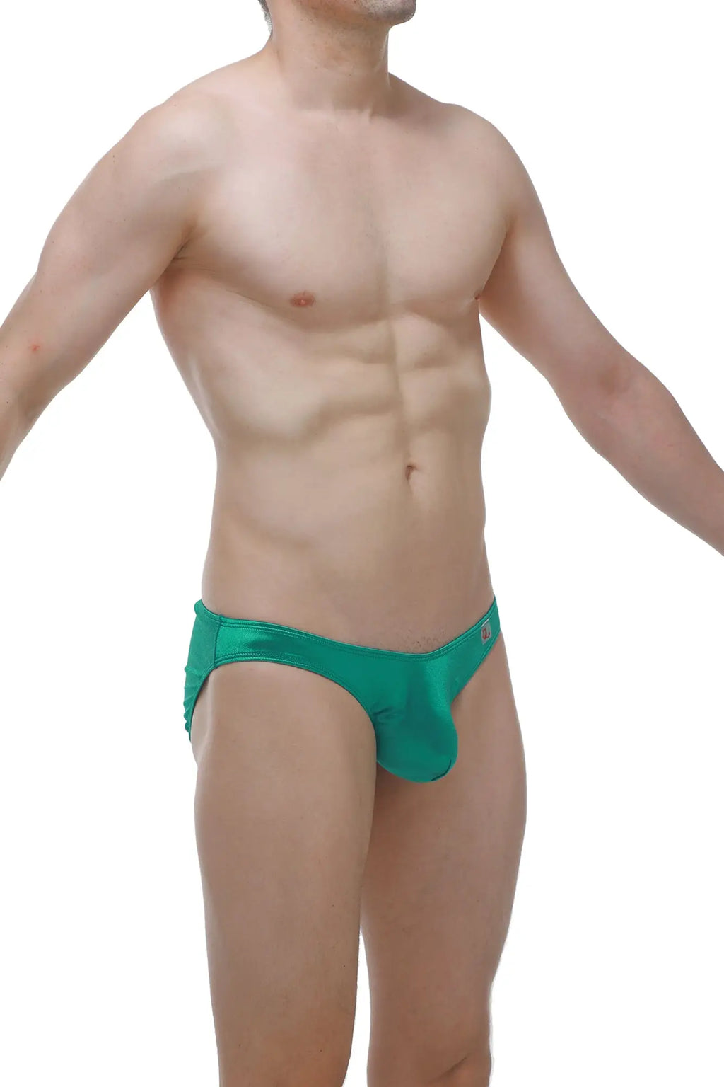 Petitq bikini murlin satin green emerald green satin briefs with a sleek form-fitting design