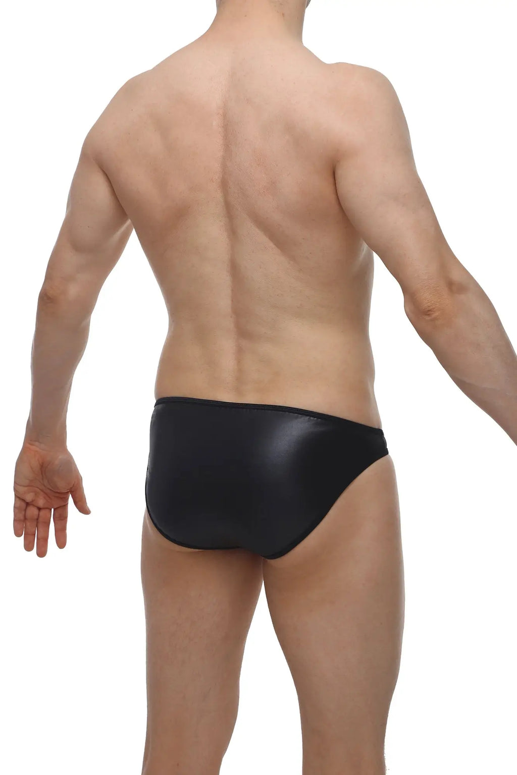 Petitq bikini open junies black swim trunks in glossy black with a sleek minimalist design for swimwear use