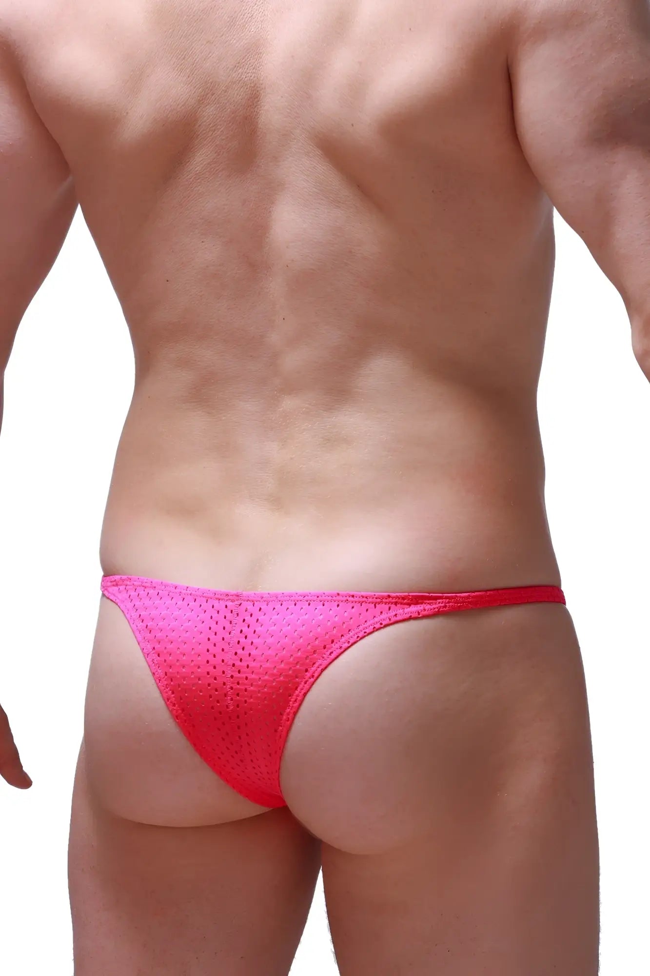 Bright pink mesh petitq bikini plellis bee briefs with a snug form fitting design