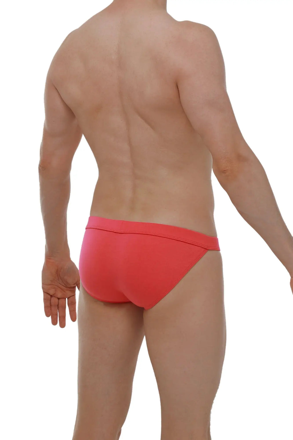 Bright coral-colored petitq bikini sillas briefs in smooth form-fitting modal fabric with minimalist design