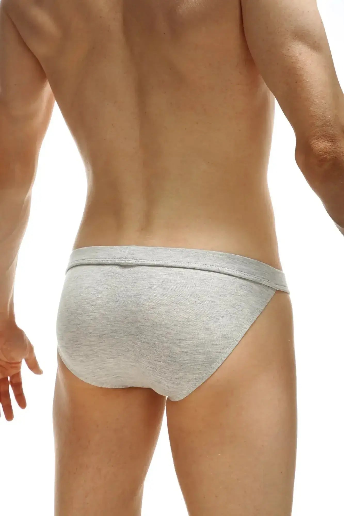 Gray heathered cotton petitq bikini tanga briefs with smooth elastic waistband in modal fabric gray color
