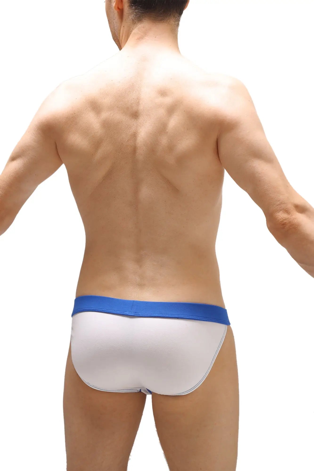 PetitQ bikini white briefs with solid blue waistband and padding for comfortable everyday wear