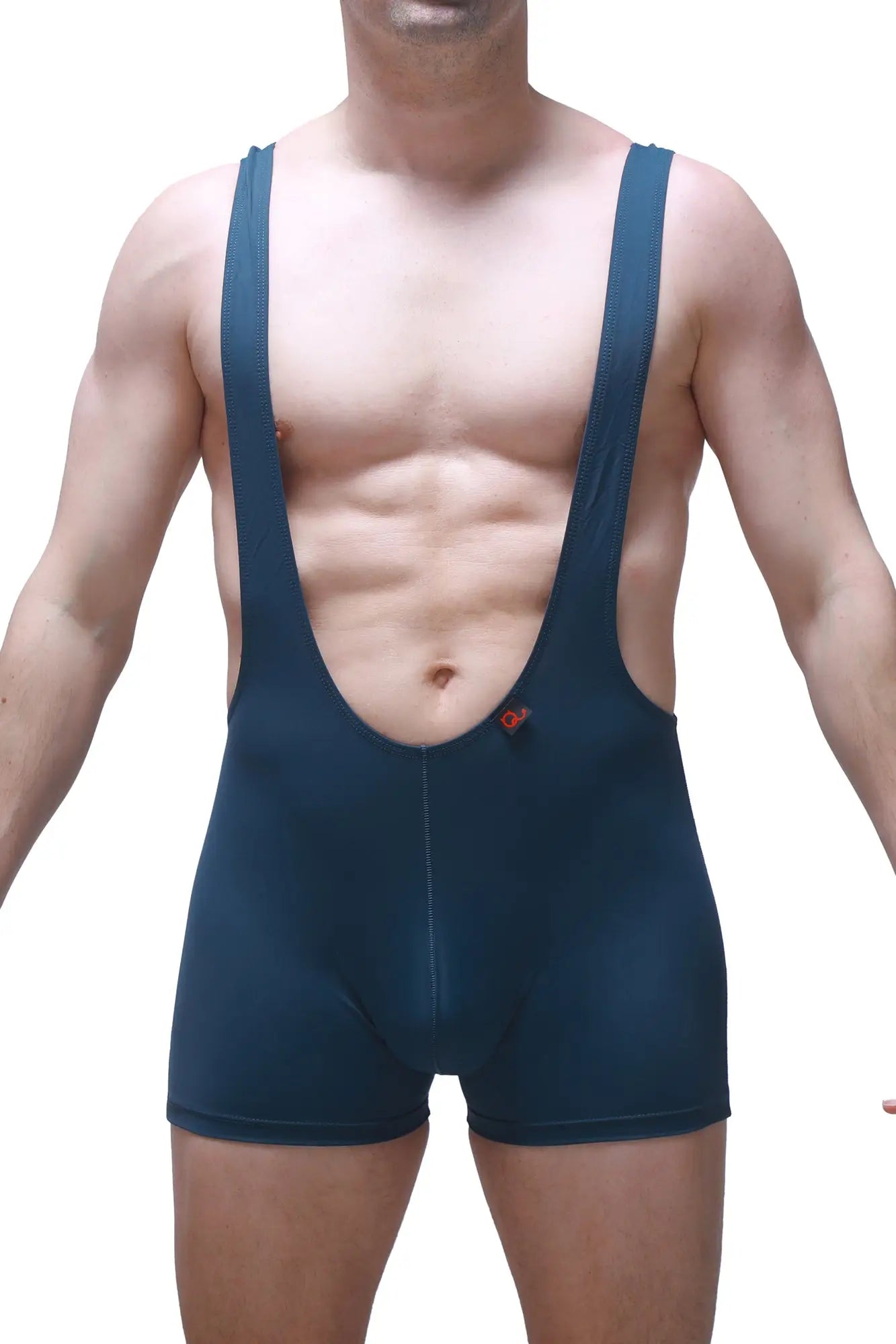 Dark blue form-fitting athletic singlet with wide shoulder straps and central seam for PetitQ Bodyboxer Aunou Blue