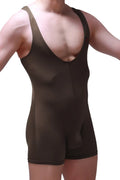 PetitQ Bodyboxer Malay olive black form-fitting compression bodysuit with deep v-neck and wide shoulder straps