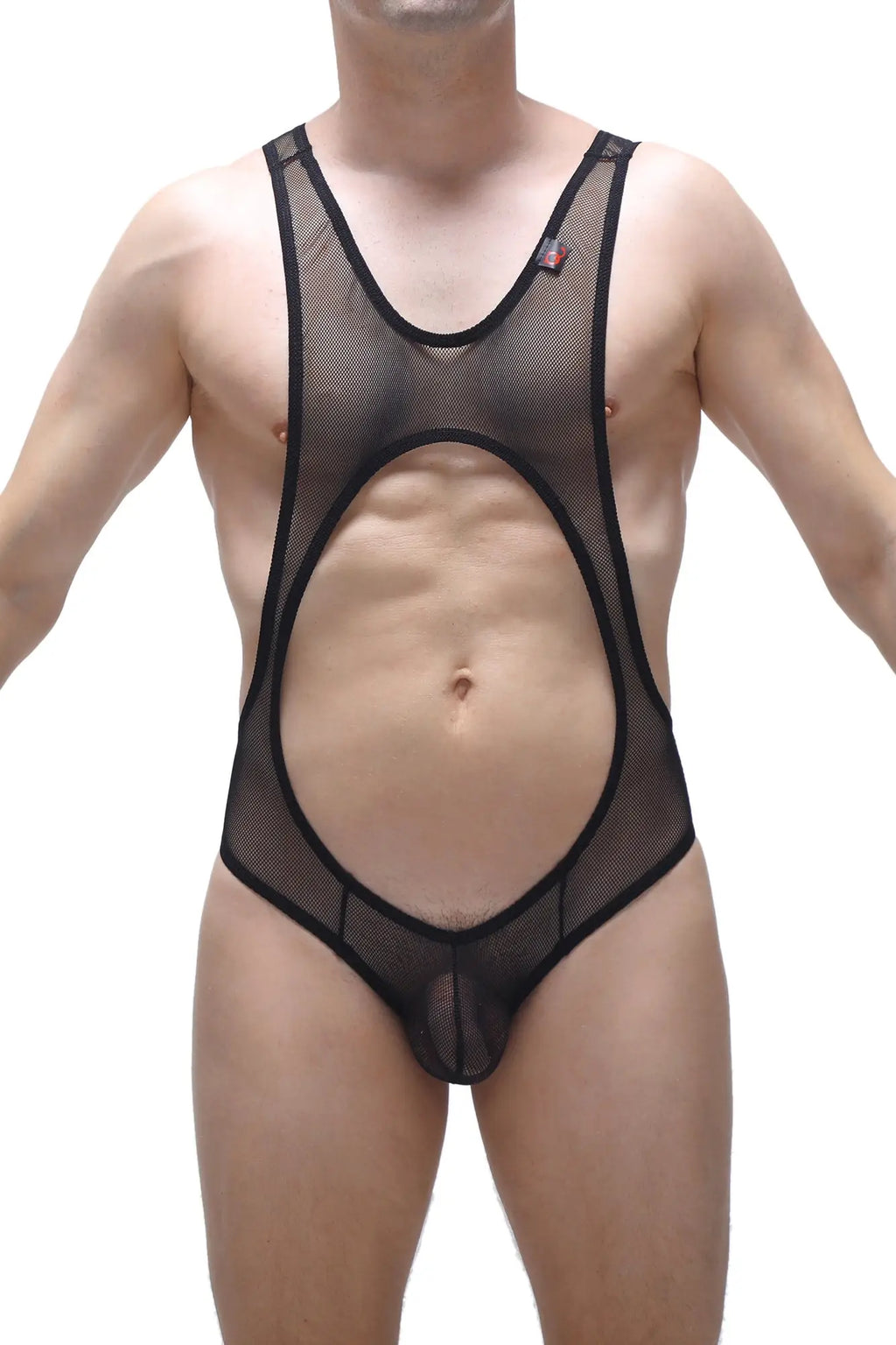 Petitq bodybriefs mus net black black mesh bodysuit with cutout design and sheer fabric detailing