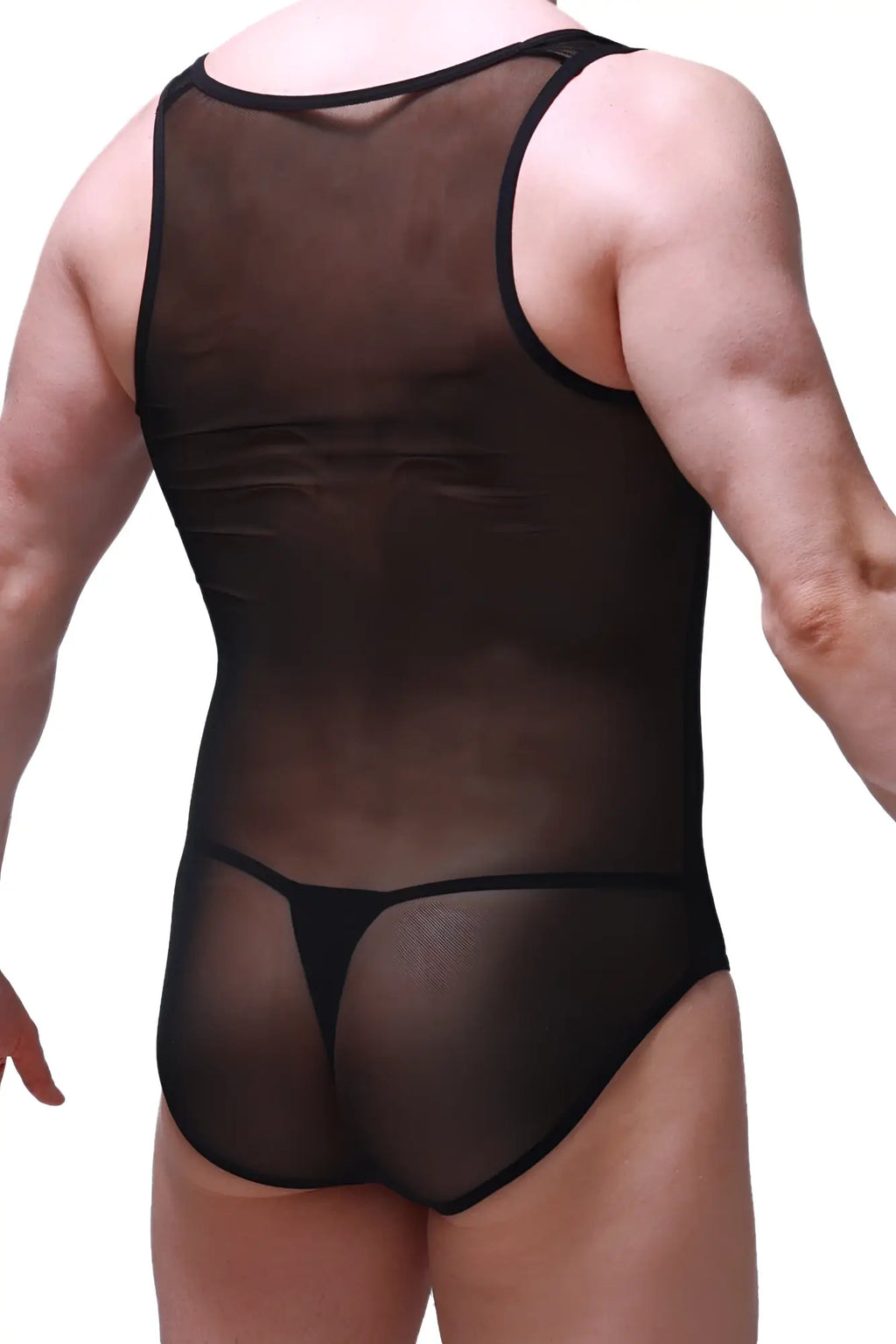Petitq bodysuit bo ver black sheer mesh one-piece with black trim for stylish layering or lingerie wear