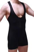 Petitq bodysuit boxer ondel black is a black form-fitting compression singlet with wide shoulder straps and a deep v-neckline