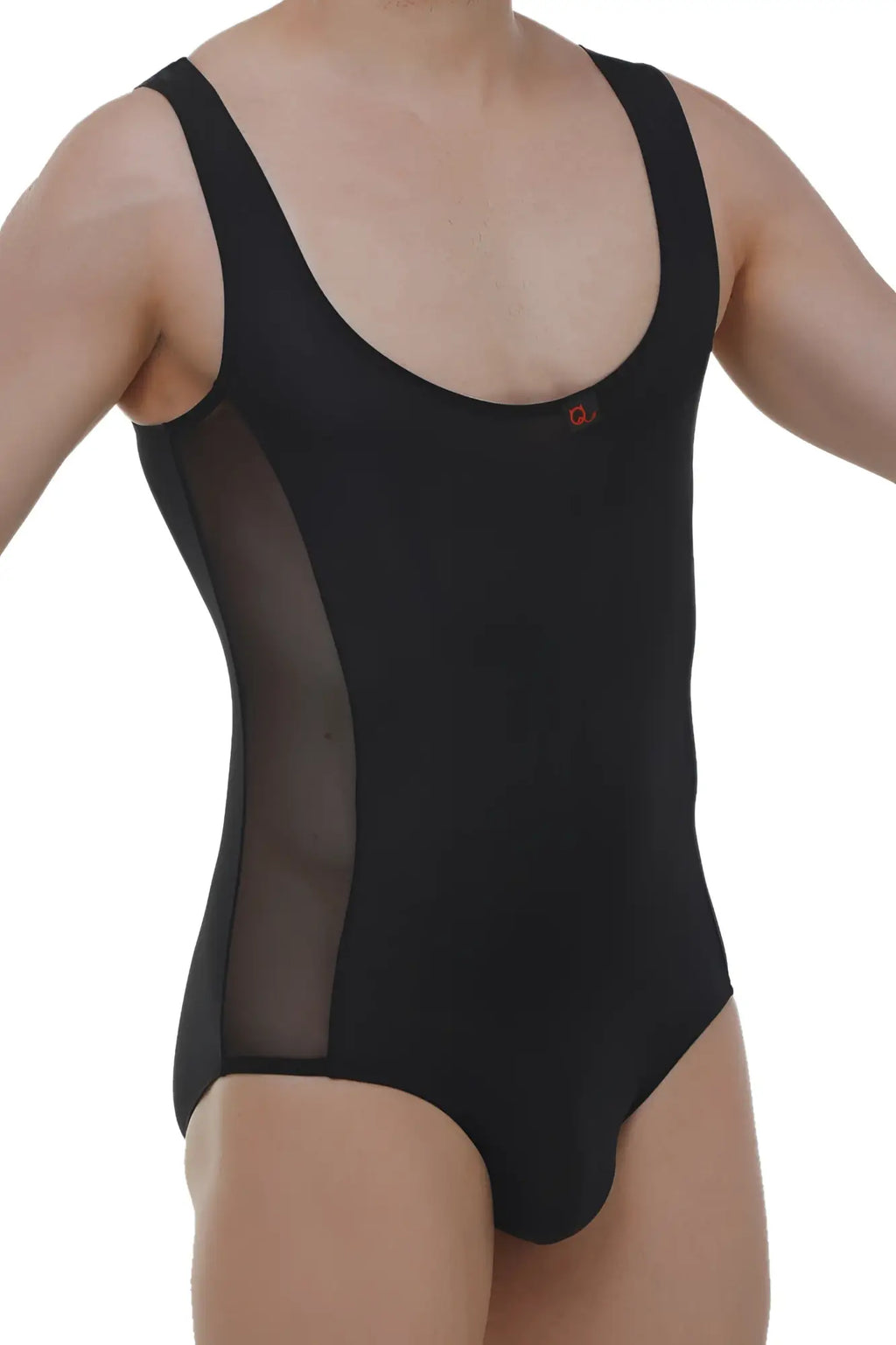 Black petitq bodysuit herlys one-piece leotard with sheer mesh side panels for stylish dancewear or activewear