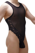 PetitQ bodysuit Murol black sheer lace bodysuit with intricate floral detailing along the side seam