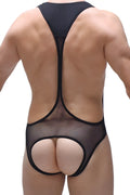Petitq bodysuit open net black black mesh bodysuit with cutout design showing front side details