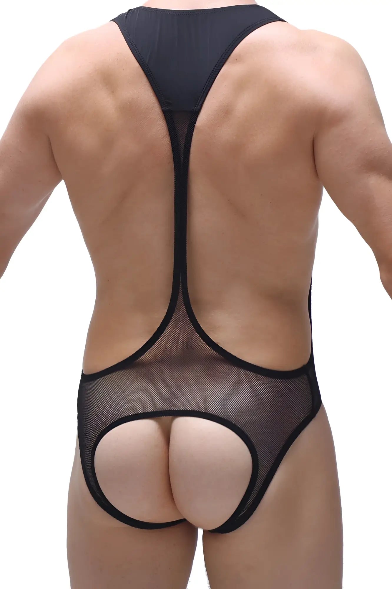 Petitq bodysuit open net black black mesh bodysuit with cutout design showing front side details