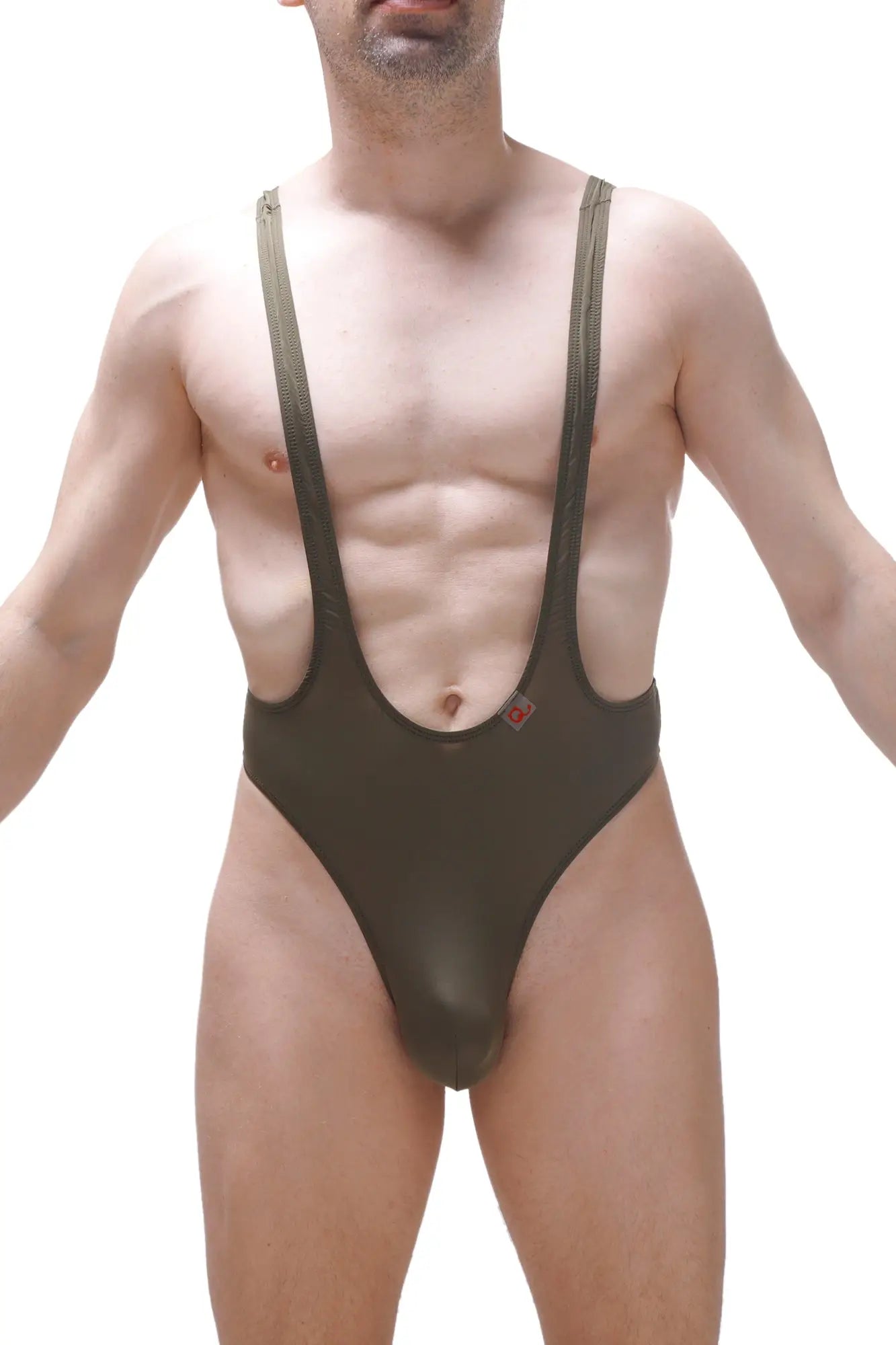 Olive-green petitq bodysuit thong gonzac plum green one-piece swimsuit with thin straps and low-cut front design