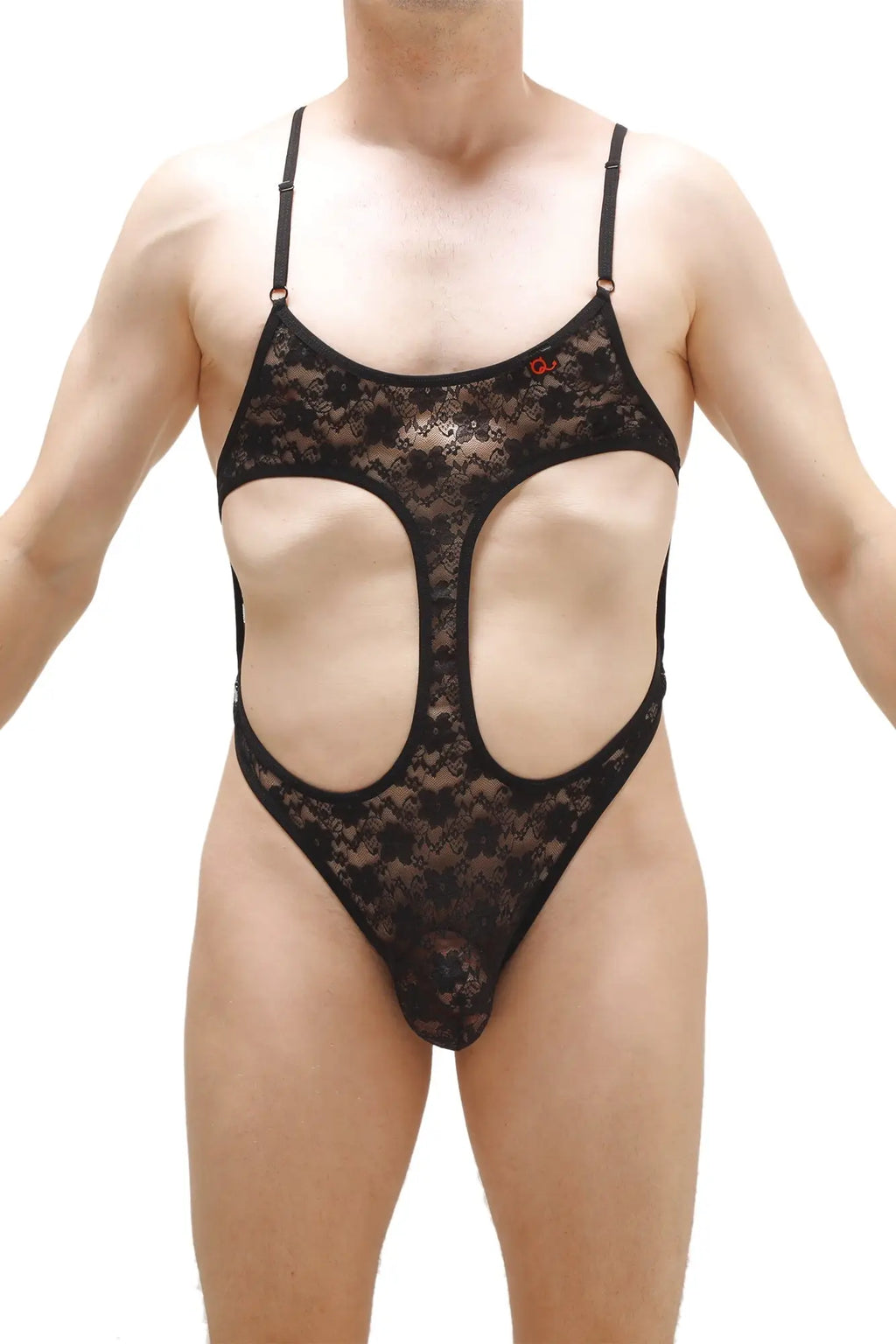 PetitQ bodythong campsat lace black black lace bodysuit with cutout design and thong back style