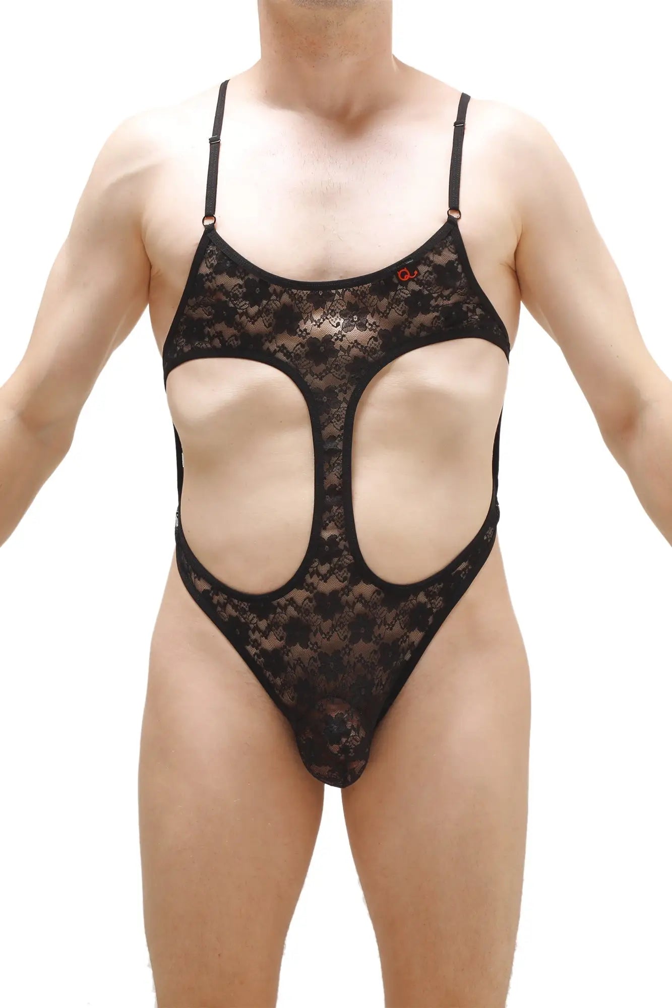 PetitQ bodythong campsat lace black black lace bodysuit with cutout design and thong back style