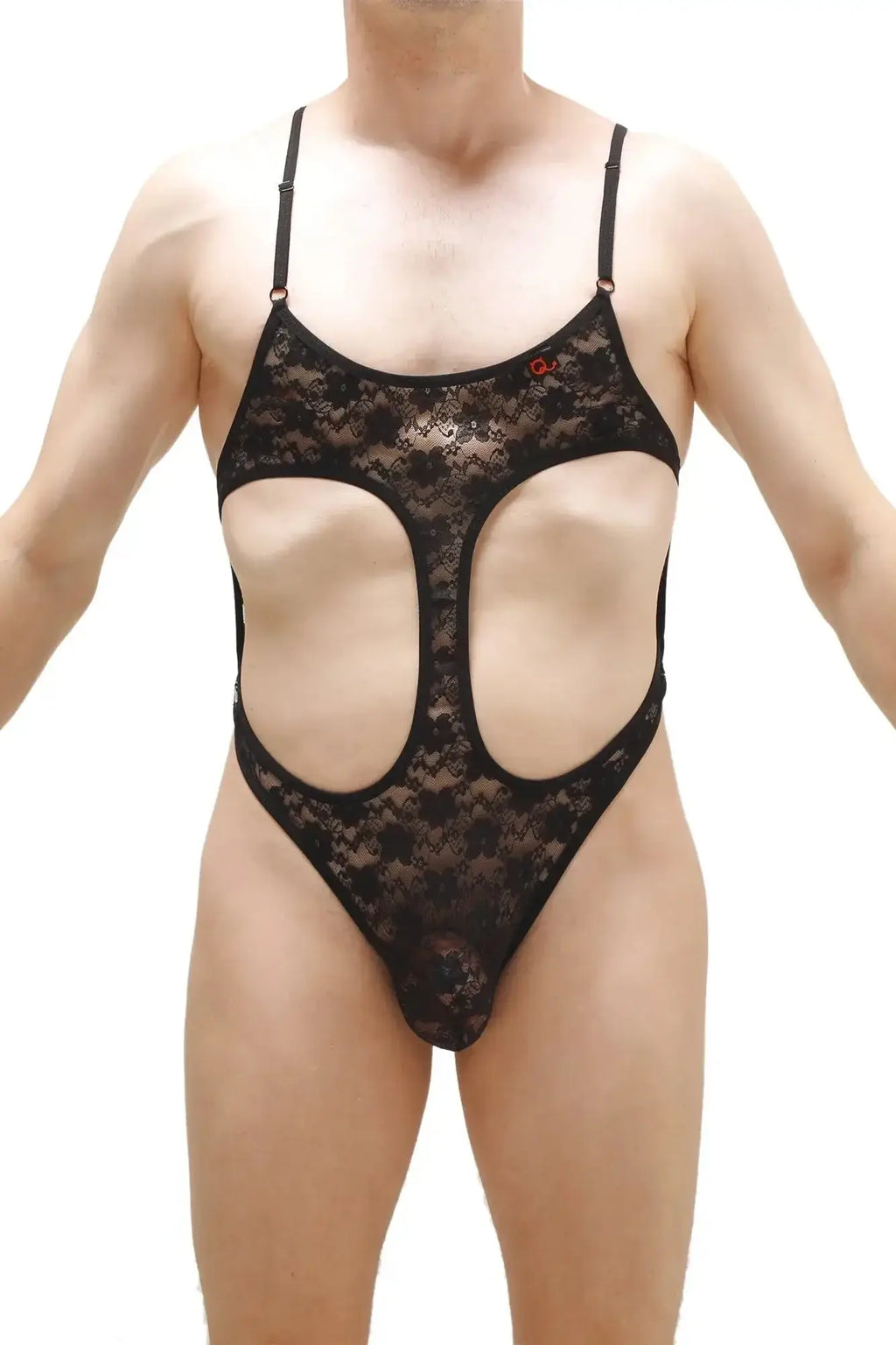 PetitQ bodythong campsat lace black black lace bodysuit with cutout design and thong back style