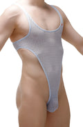 Light blue mesh men’s one-piece bodythong with high-cut leg design petitq carbay durtol sky blue