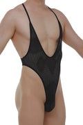 PetitQ bodythong causson durtol black black mesh one-piece swimsuit with deep v-neckline and high-cut legs