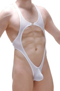 White mesh one-piece swimsuit petitq bodythong journy bee white with cutout design and metallic clasp