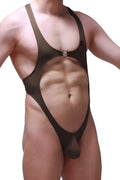 Olive green petitq bodythong journy one-piece swimsuit with cutout design and adjustable shoulder straps