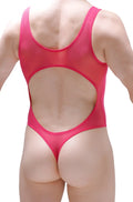 A vibrant pink sheer mesh one-piece swimsuit with bold cutout design petitq bodythong nexon net fuchsia
