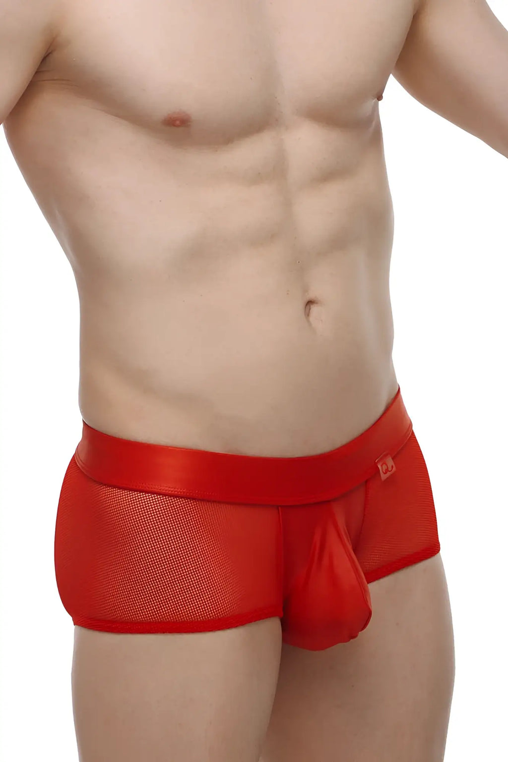 PetitQ boxer Ablon red mesh briefs with a satin waistband designed for comfortable stylish wear
