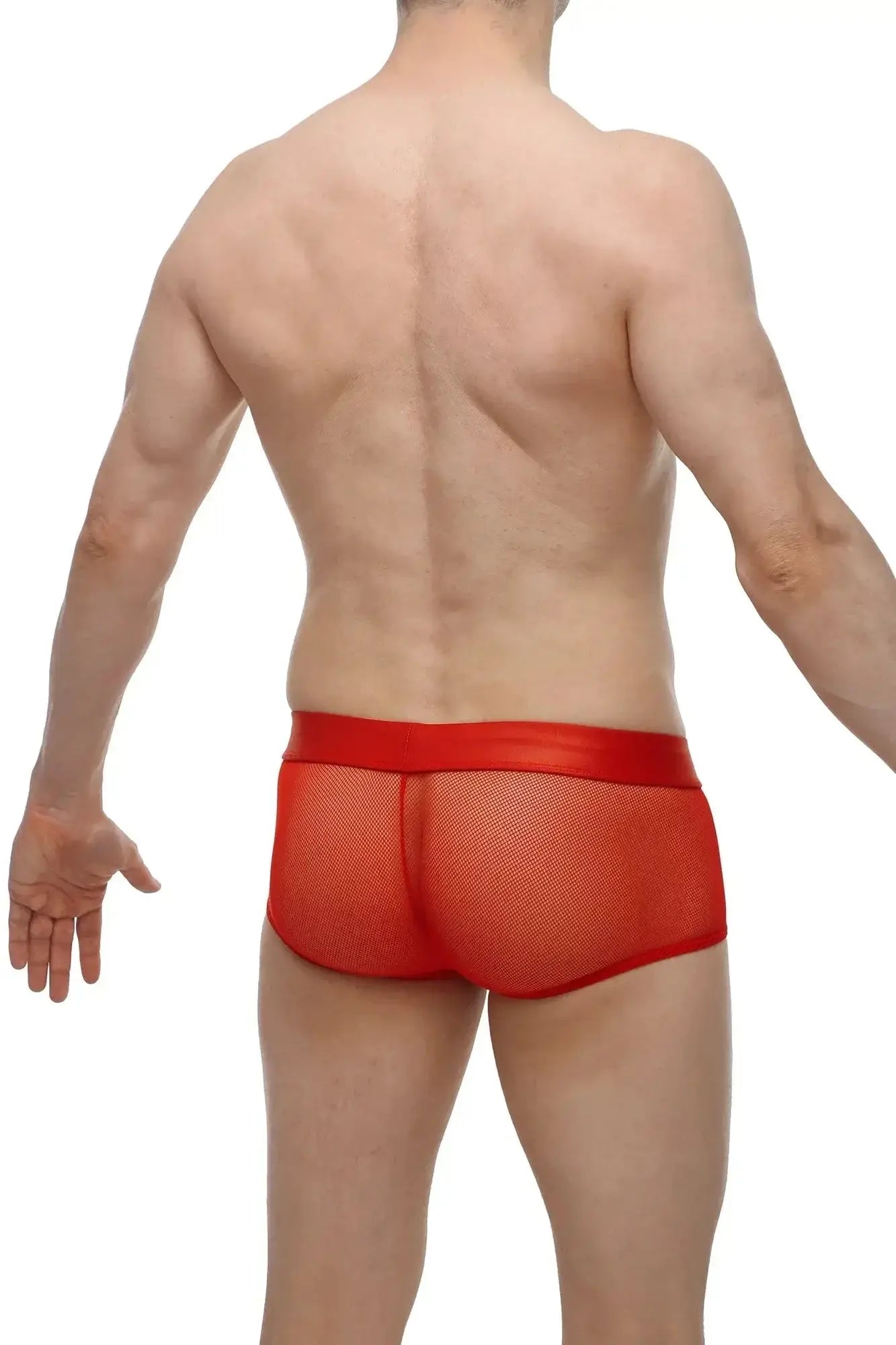 PetitQ boxer Ablon red red mesh briefs with a solid red waistband for breathable comfort and style