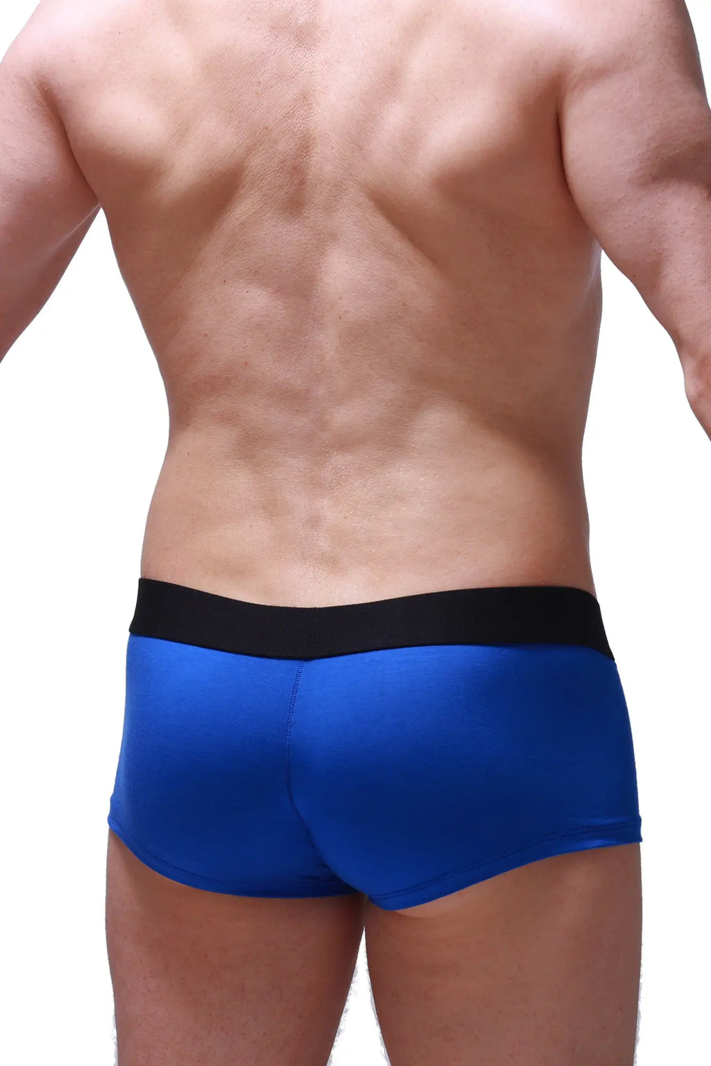 PetitQ boxer algun blue athletic briefs in blue with black waistband designed for comfortable performance wear