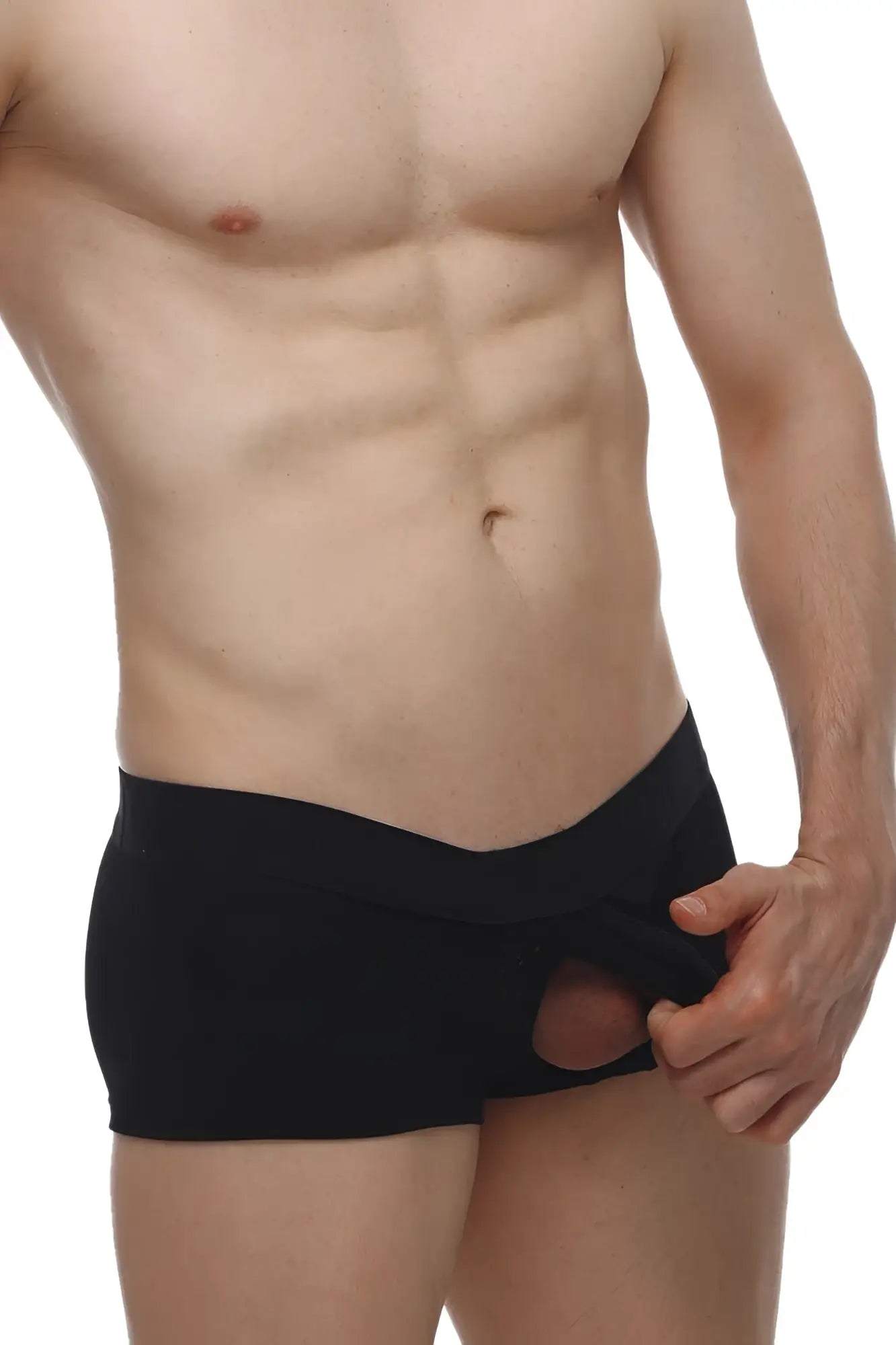 Black petitq boxer algun modal briefs with cutout design in soft modal fabric for comfortable everyday wear