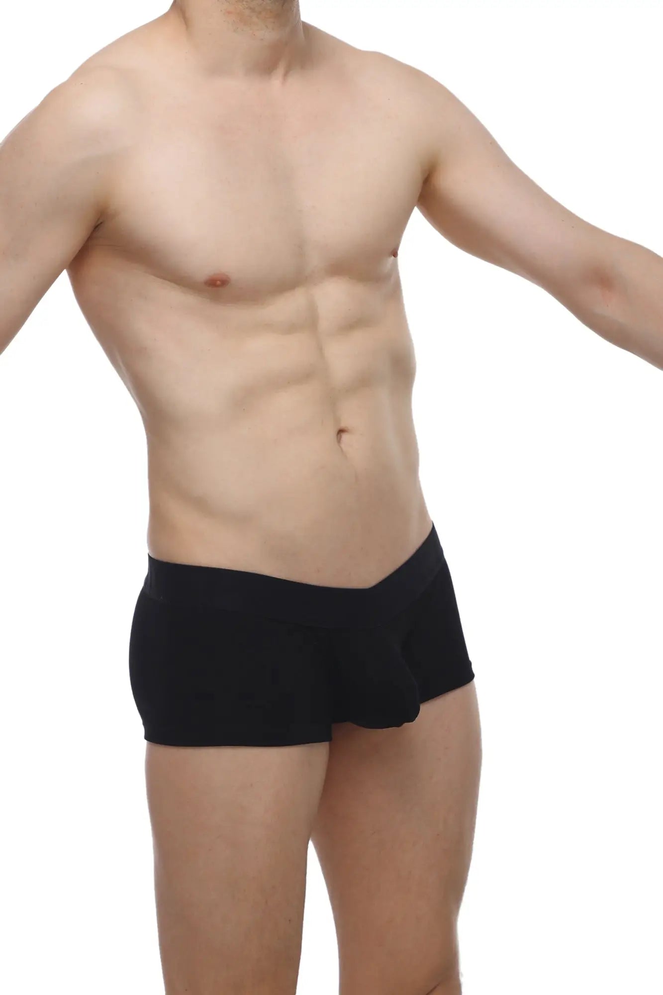 Black petitq boxer algun modal briefs in smooth form fitting design showing front side