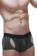 Black petitq boxer anzex bee green athletic briefs with textured perforated design and cutout side panels