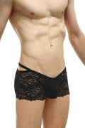 Black lace-trimmed men’s briefs with floral pattern and side cutouts petitq boxer baden lace black