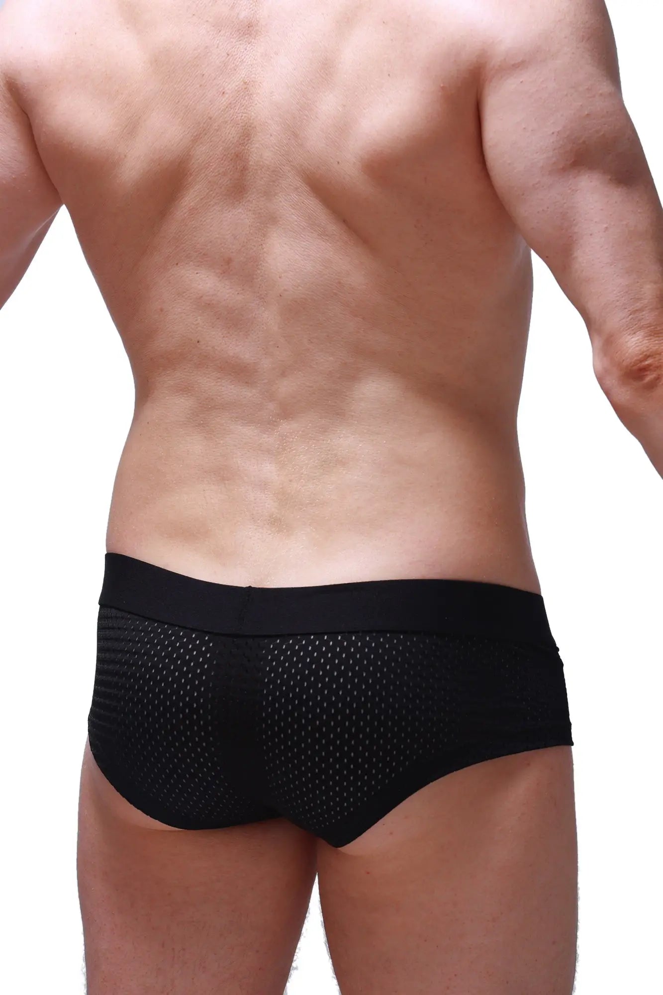 Black mesh petitq boxer brief chill bee with solid waistband designed for breathable comfort