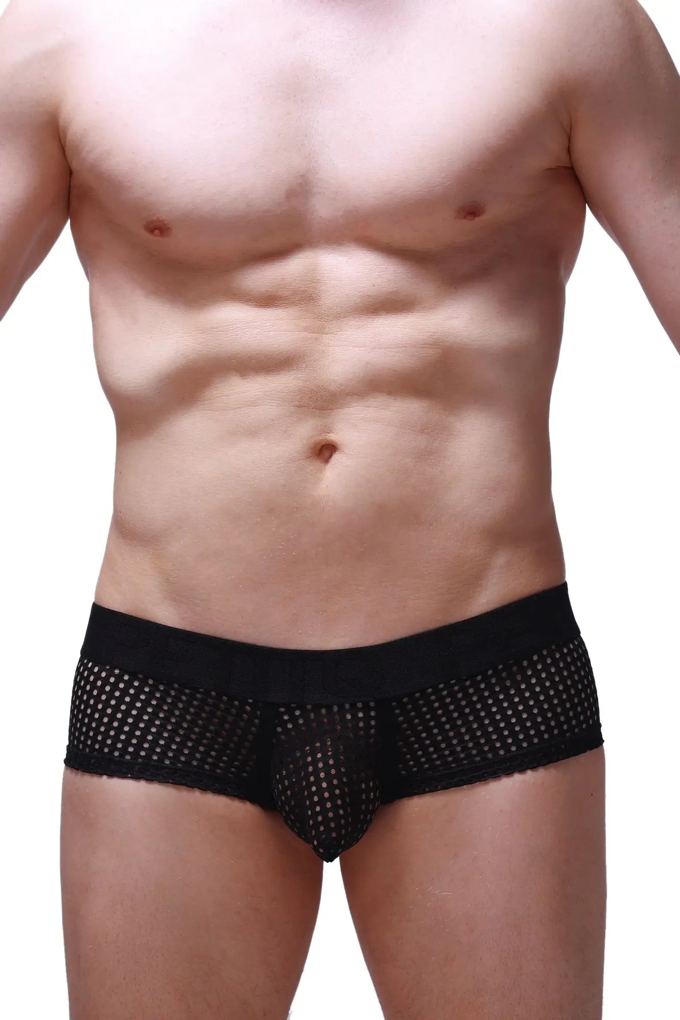 PetitQ boxer brief chill durtol black black mesh briefs with solid black waistband for breathable comfort