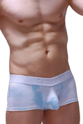 PetitQ boxer brief dome marbre sky blue light blue sheer mesh briefs with white elastic waistband embossed opel