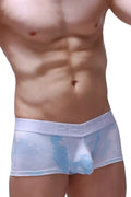 PetitQ boxer brief dome marbre sky blue light blue sheer mesh briefs with white elastic waistband embossed opel