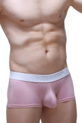 Pink petitq boxer brief dome skine tea rose with white elastic waistband embossed with dep brand name