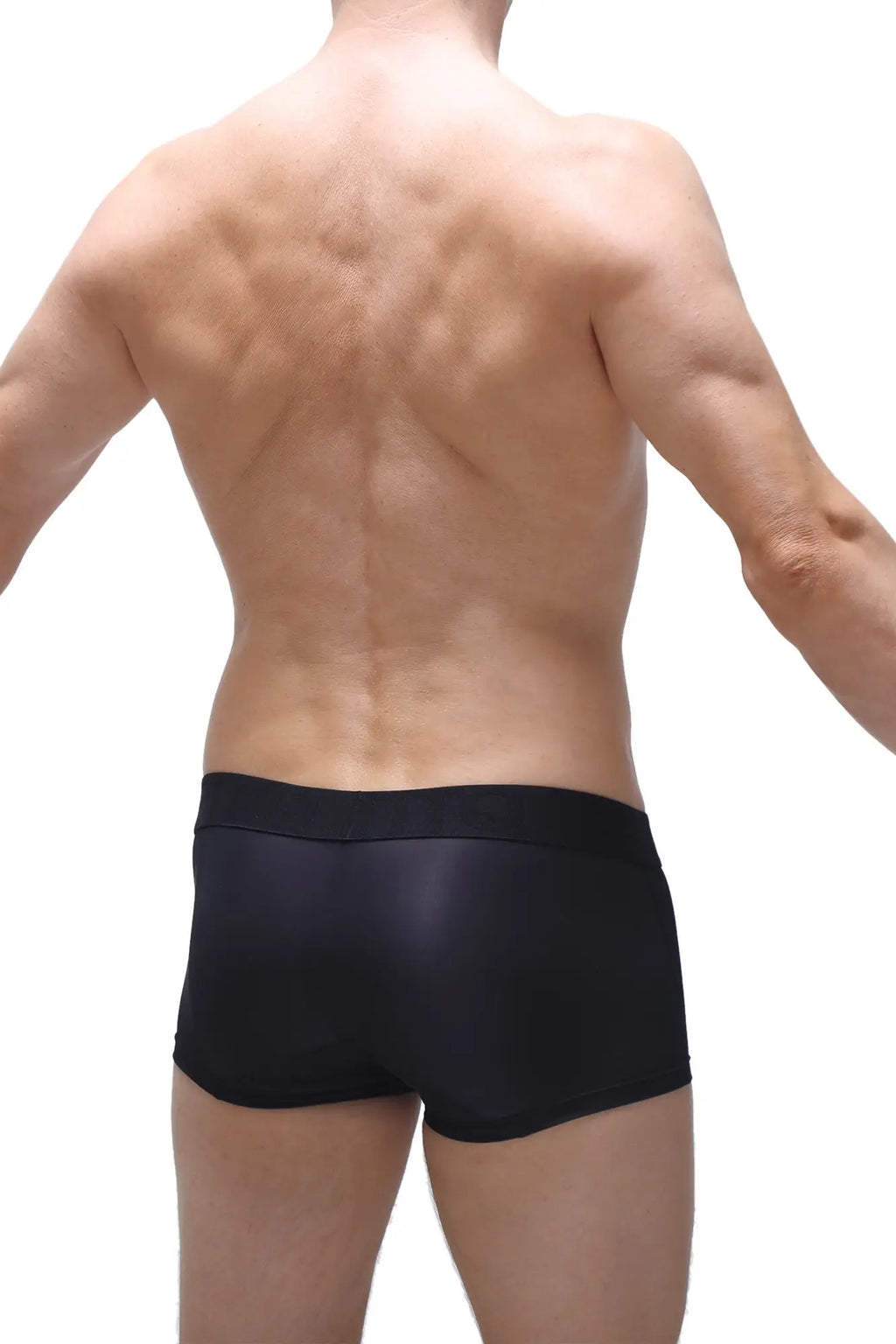 Black petitq boxer brief dome voile with sleek fitting design and smooth matte finish for men