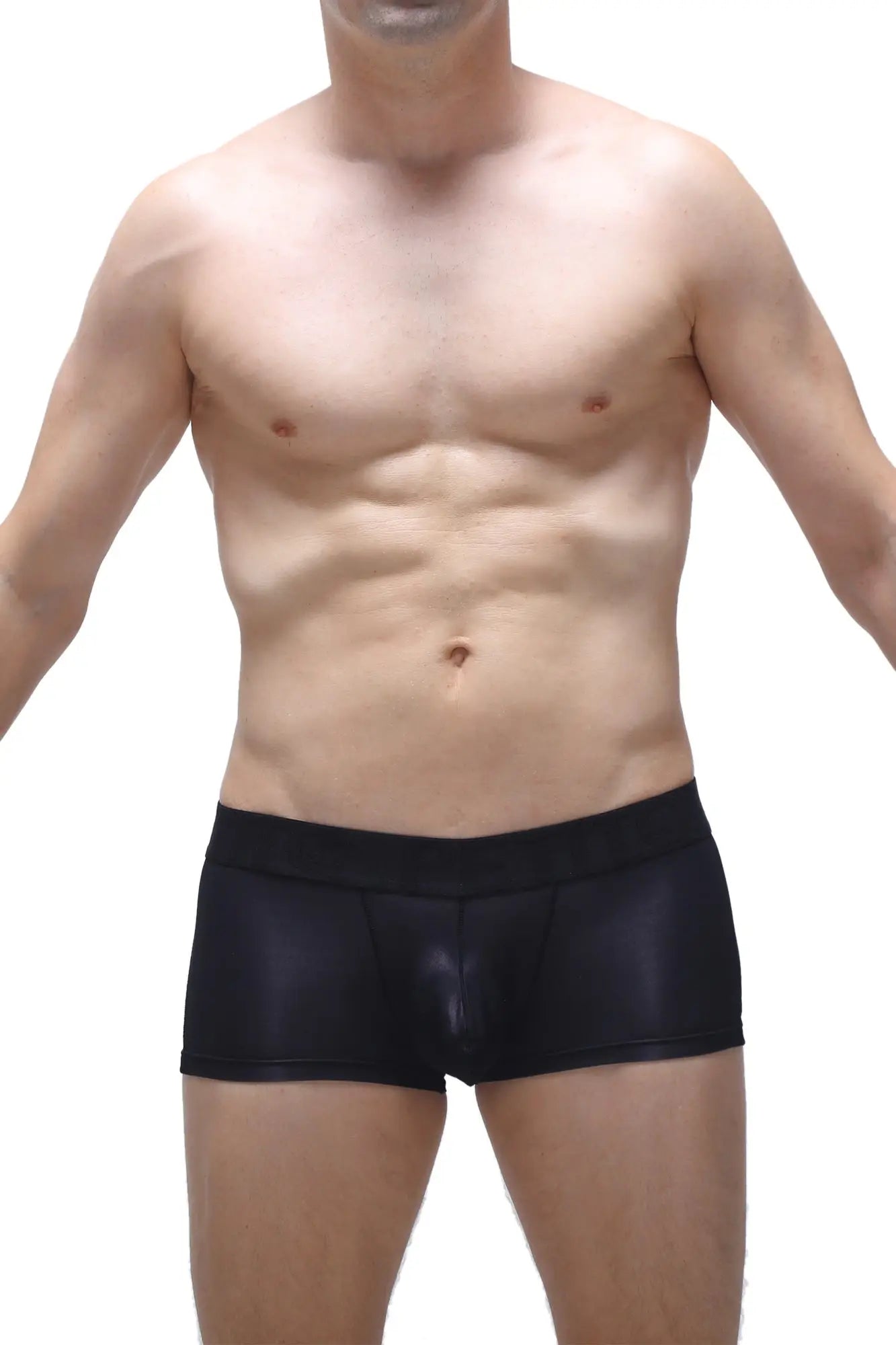 Petitq boxer brief dome voile black in shiny smooth sleek black material with form-fitting design