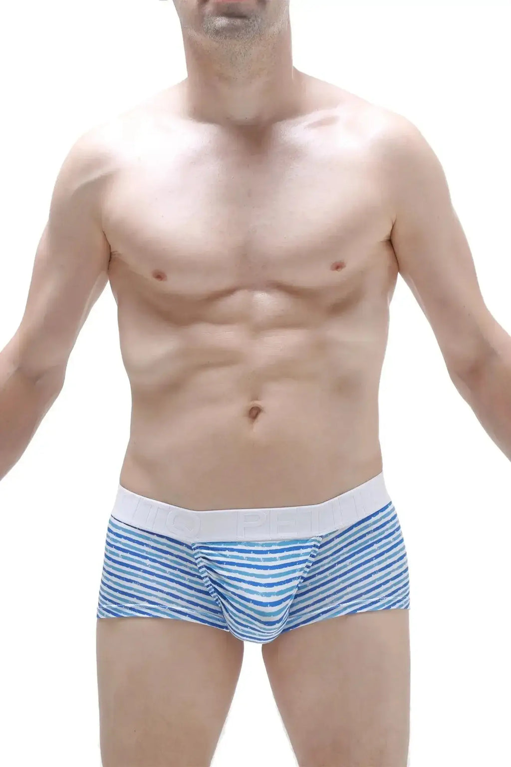 Petitq boxer brief taik malo blue and white striped men’s briefs with solid white waistband for comfortable wear