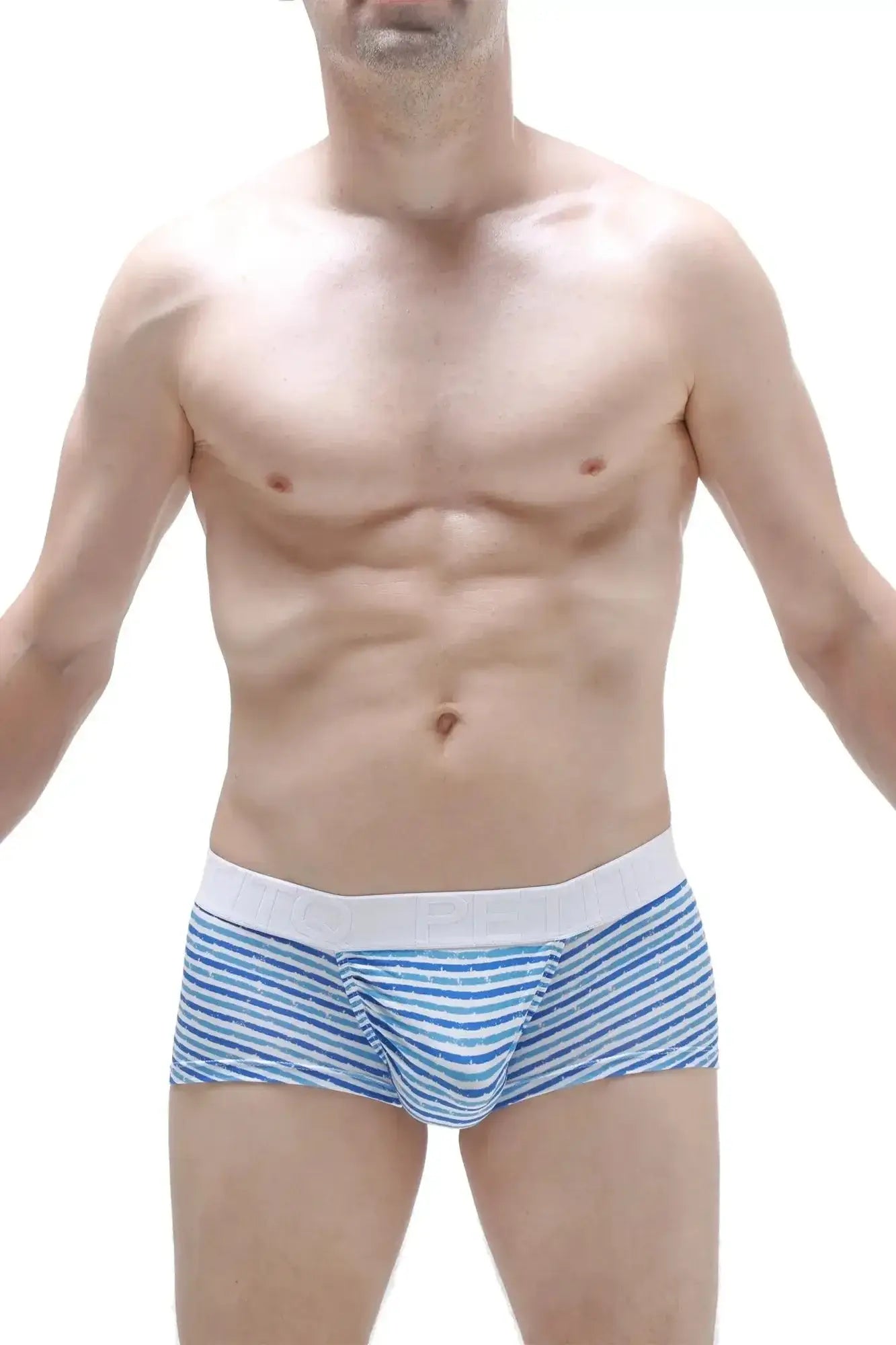 Petitq boxer brief taik malo blue and white striped men’s briefs with solid white waistband for comfortable wear
