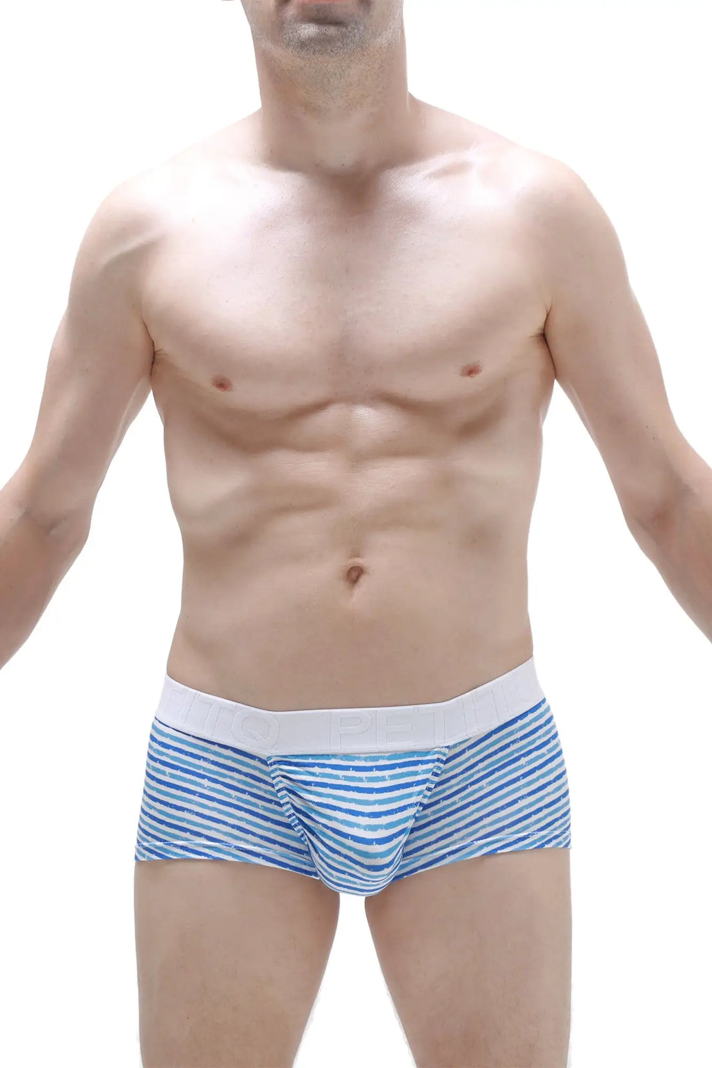 Petitq boxer brief taik malo blue and white striped men’s briefs with solid white waistband for comfortable wear