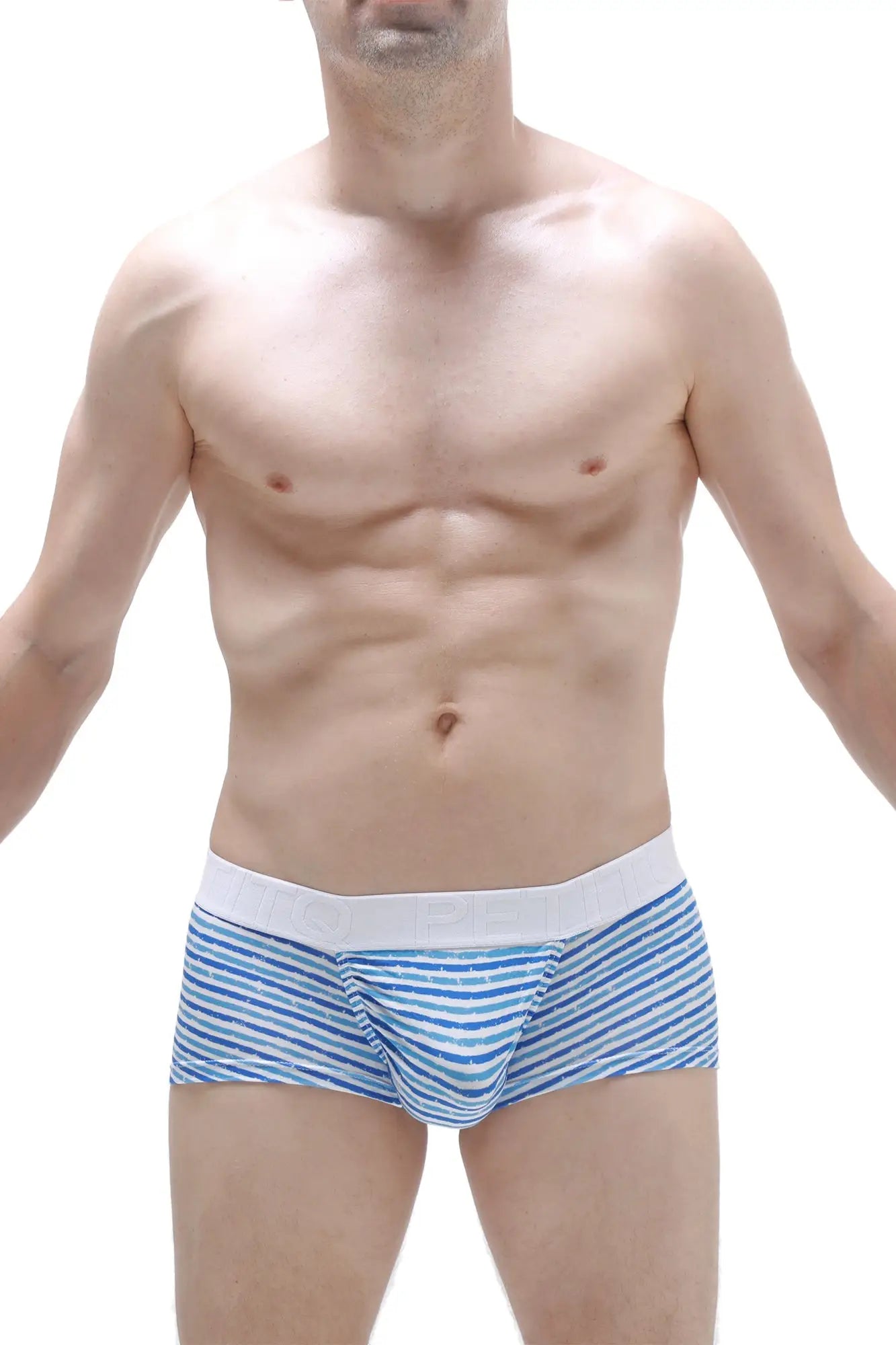 Petitq boxer brief taik malo blue and white striped men’s briefs with solid white waistband for comfortable wear