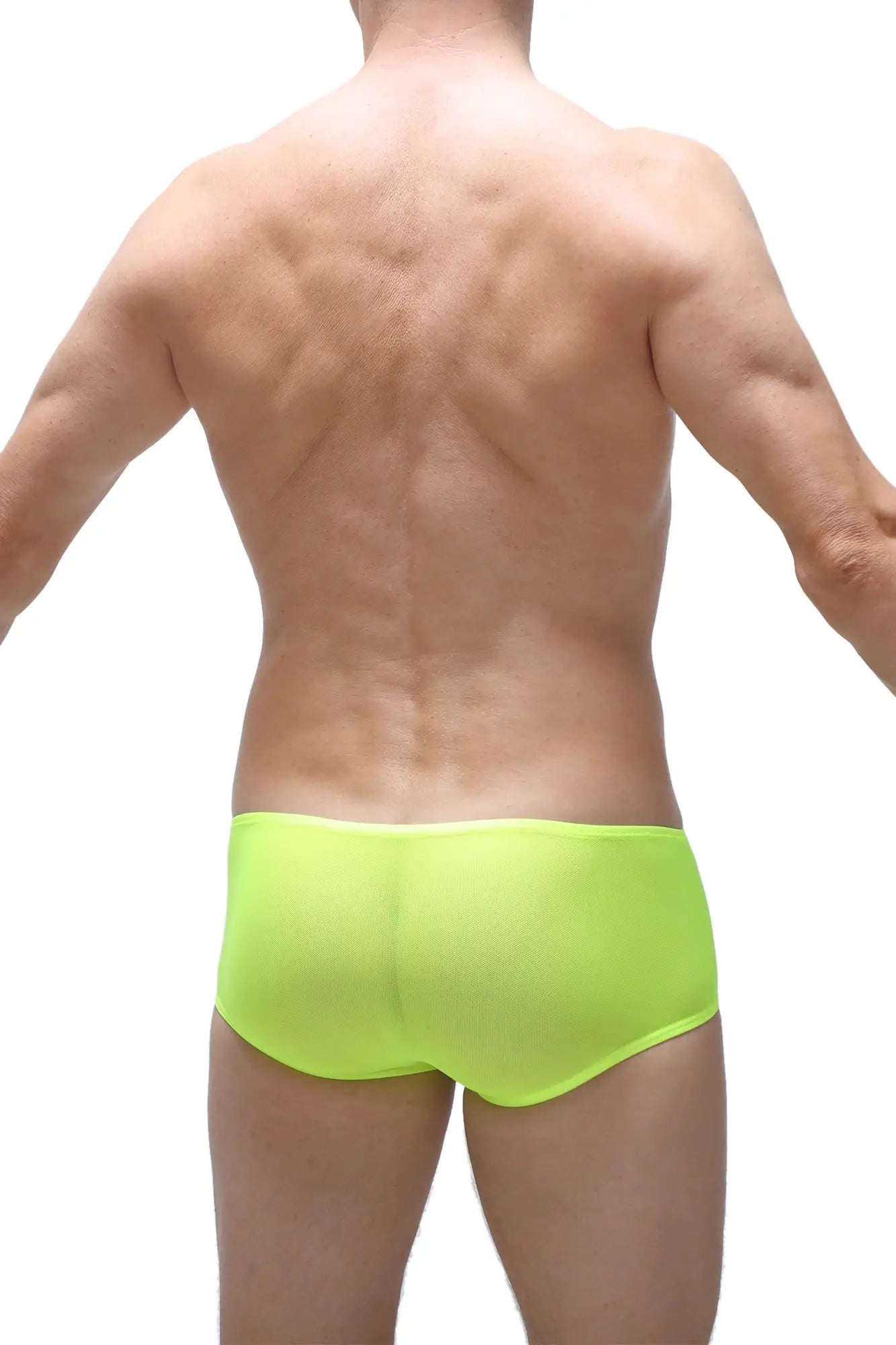 Bright neon green petitq boxer chill net briefs made of breathable mesh for comfortable everyday wear