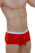 Red men’s briefs petitq boxer chillax modal red with white waistband featuring thin red and blue stripes