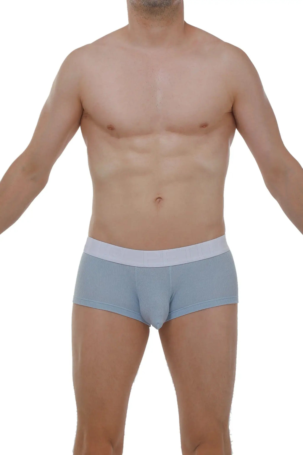 PetitQ boxer chillax rib blue light blue ribbed men’s briefs with contrasting white waistband for comfortable wear