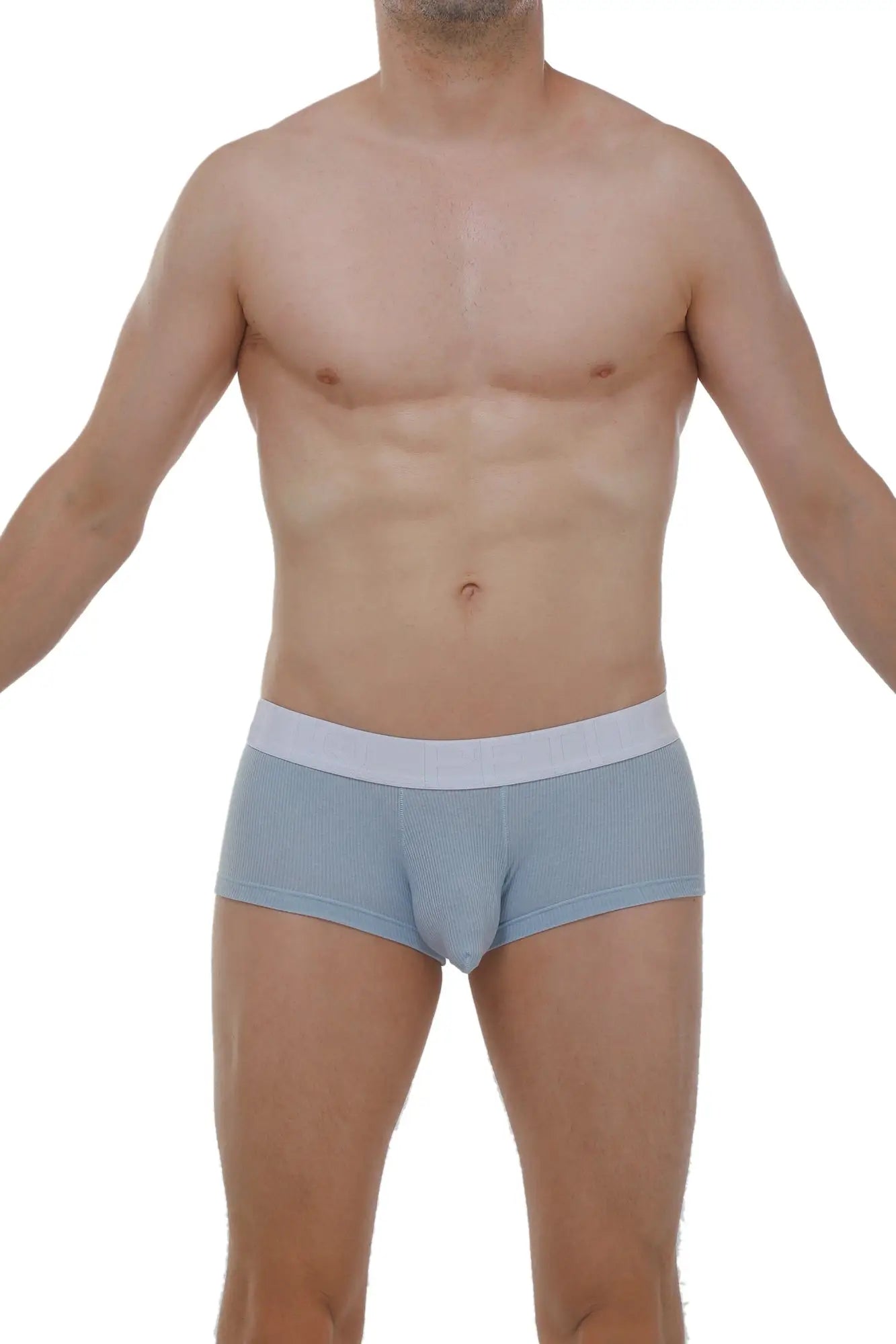 PetitQ boxer chillax rib blue light blue ribbed men’s briefs with contrasting white waistband for comfortable wear