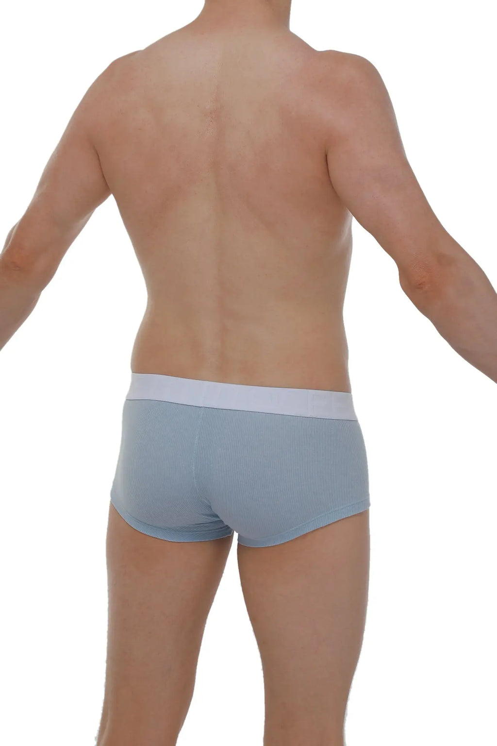 Light blue ribbed briefs with white elastic waistband from petitq boxer chillax rib blue collection